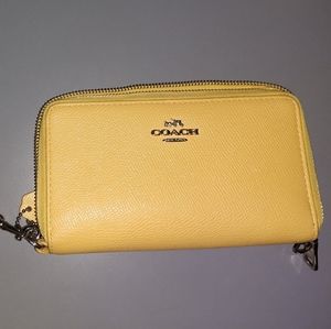 Coach Pebbled Leather Double Zip Wallet